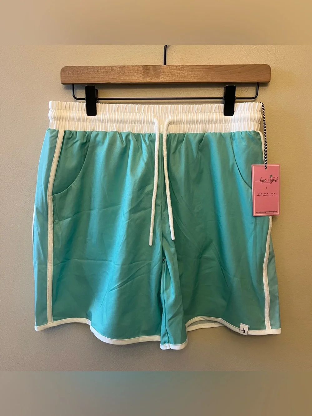 NWT Love and Grow Clothing Swim Trunks Men's Size Small Aqua Blue